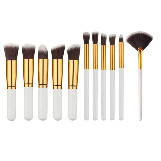 11 Pcs Silver/Golden Makeup Brush Set