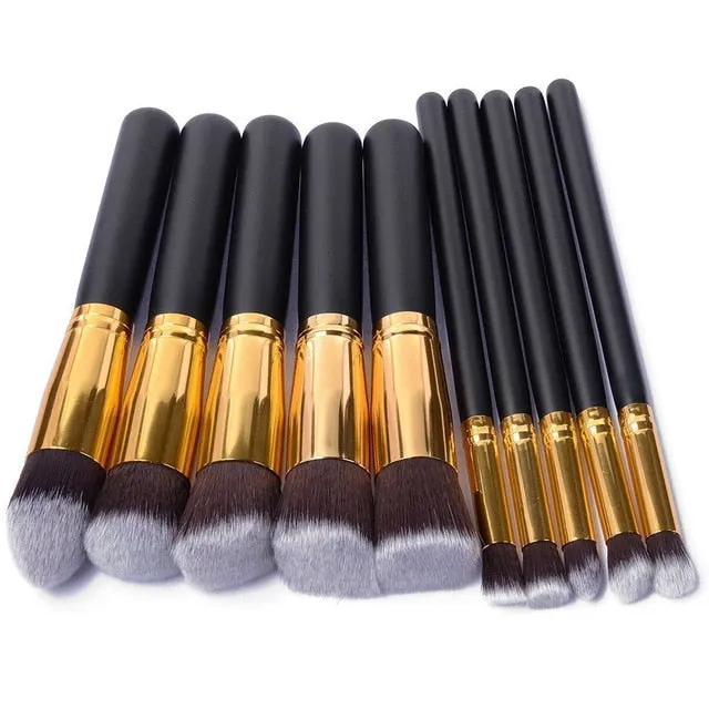 11 Pcs Silver/Golden Makeup Brush Set