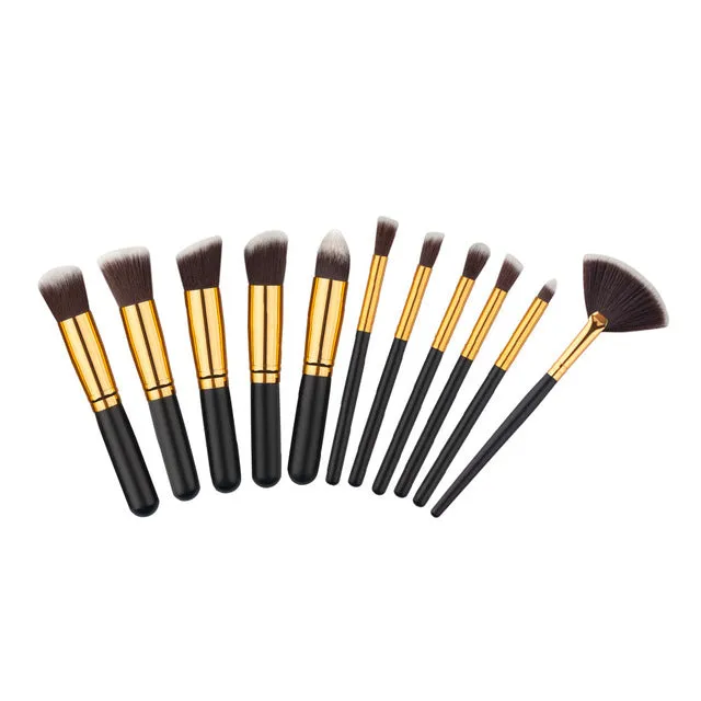 11 Pcs Silver/Golden Makeup Brush Set