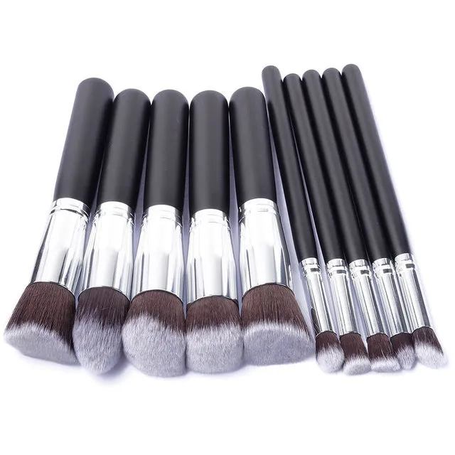 11 Pcs Silver/Golden Makeup Brush Set