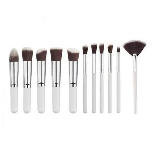 11 Pcs Silver/Golden Makeup Brush Set