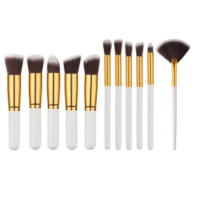 11 Pcs Silver/Golden Makeup Brush Set