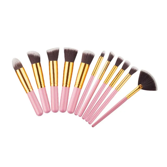 11 Pcs Silver/Golden Makeup Brush Set