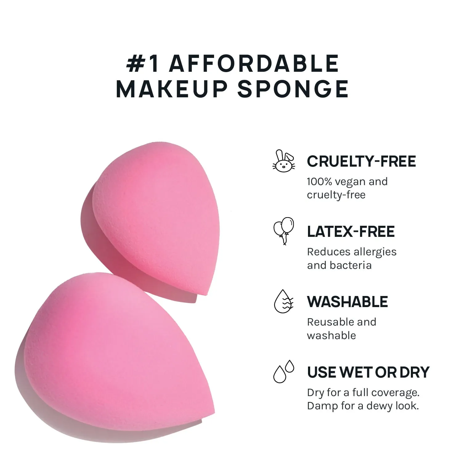 AOA Studio Makeup Sponge Set Makeup Blender latex free and high-definition 6 pcs For powder, Cream, and Liquid, Super Soft Wonder Blender Vegan Makeup Sponge