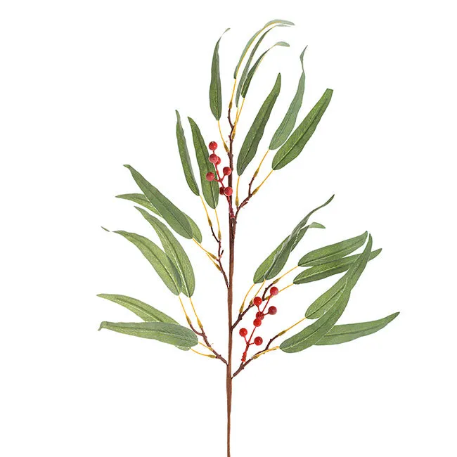 Artificial Willow Eucalyptus Berry Christmas Spray - Red (Style 4)