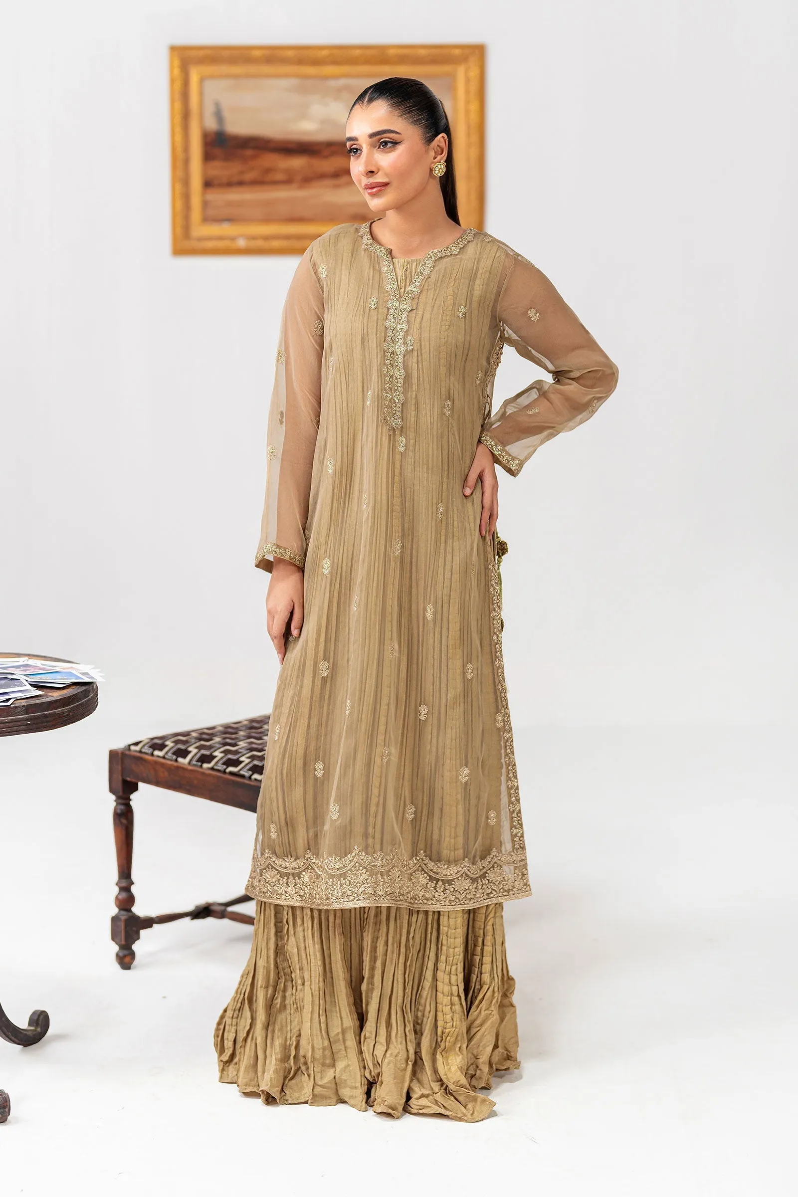 Embroidered Organza Shirt | MB-F24-613