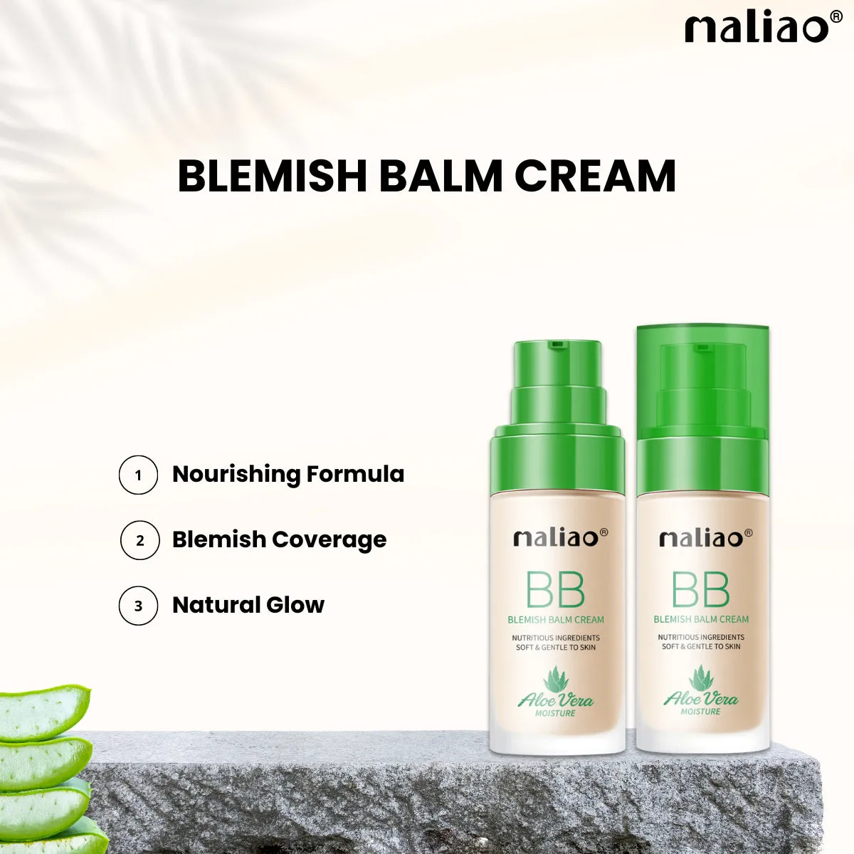 Maliao Aloe Vera BB Blemish Balm Foundation - Moisture, Nourish, and Perfect