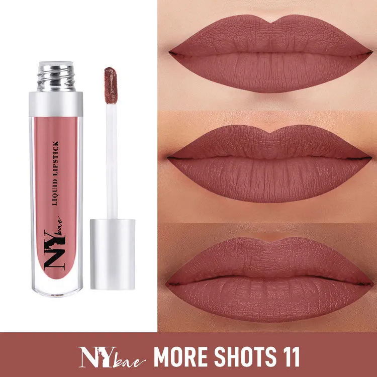 NY Bae Confessions of a Lip-a-holic Liquid Lipstick | Primer   Matte | Light Brown | Long Lasting- More Shots! 11 (4.5 ml)