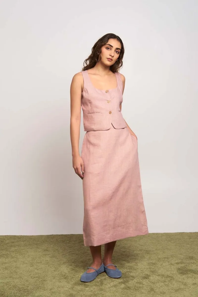 Sakura Organic Cotton Beige Skirt- Blush Beige | Naturally Dyed