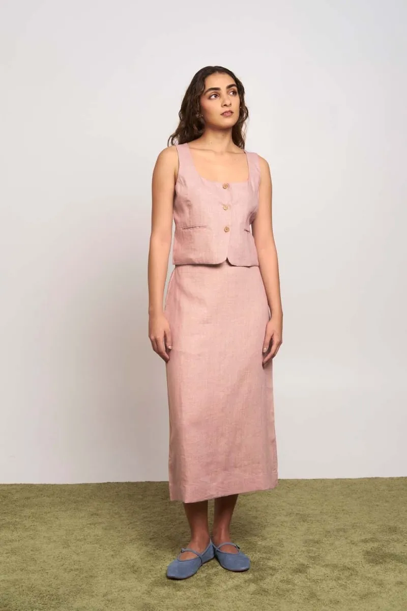 Sakura Organic Cotton Beige Skirt- Blush Beige | Naturally Dyed
